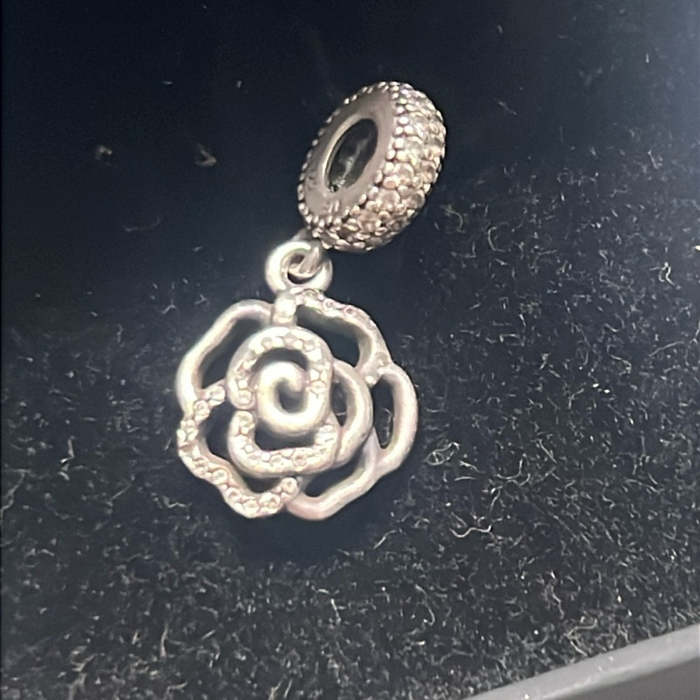 Pandora Silver Rose Dangle Charm